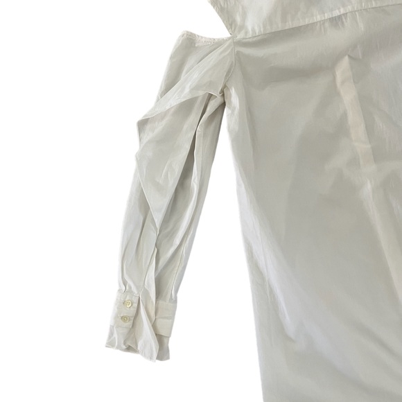 Thakoon Cotton Shirting Long Sleeve Cold Shoulder Button Down Shirt Dress Sz 10 - Picture 12 of 12